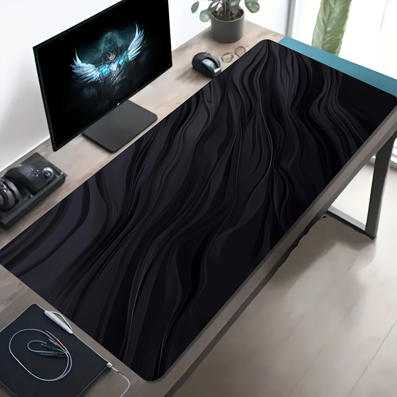 Gaming Keyboard Typewriter - Black Liquid Wave Gaming Mouse Pad,