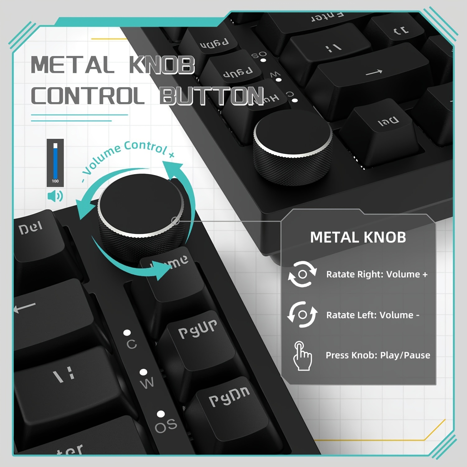 AJAZZ AK820 Wired With Rotary  - Gaming Keyboard Thocky ulasan dan harga