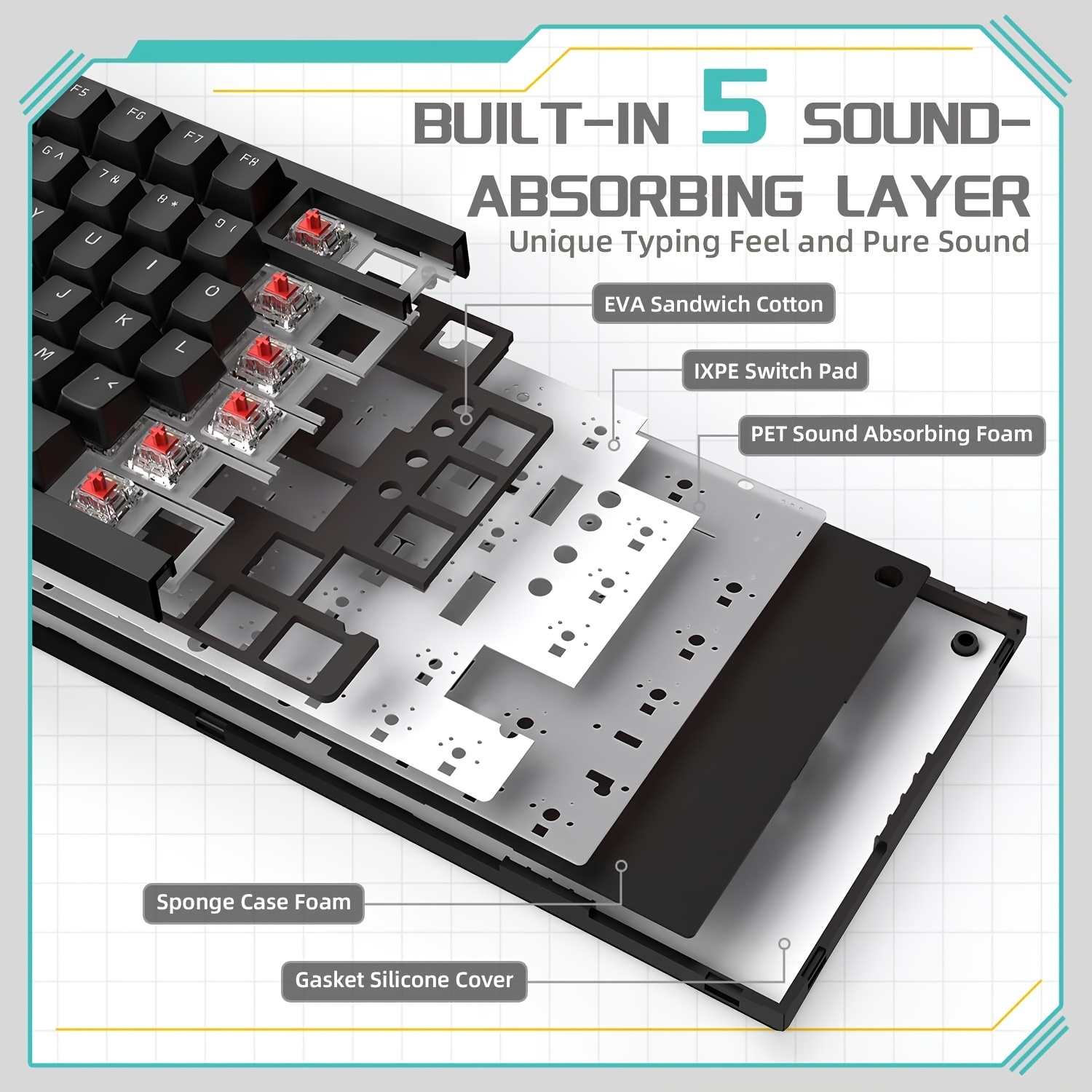 AJAZZ AK820 Wired With Rotary  - Gaming Keyboard Thocky ulasan dan harga