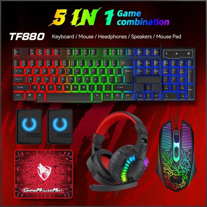 5-in-1 Set Gaming Combo Keyboa - Gaming Keyboard And Mouse Set ulasan dan harga