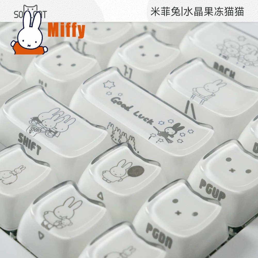 Kawaii Miffy Keycaps Cute Rabb - Gaming Keyboard Typewriter ulasan dan harga