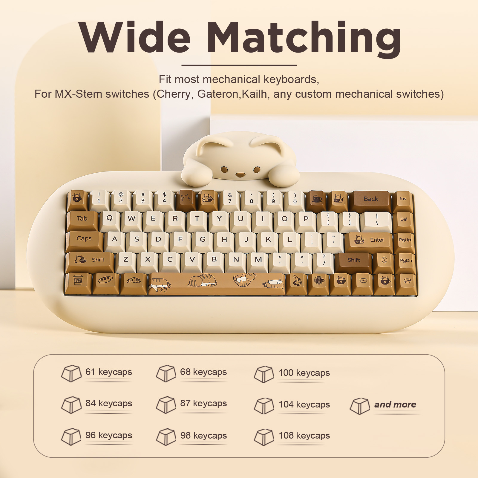 YUNZII Coffee Cat PBT Keycaps, - Gaming Keyboard Bundle ulasan dan harga